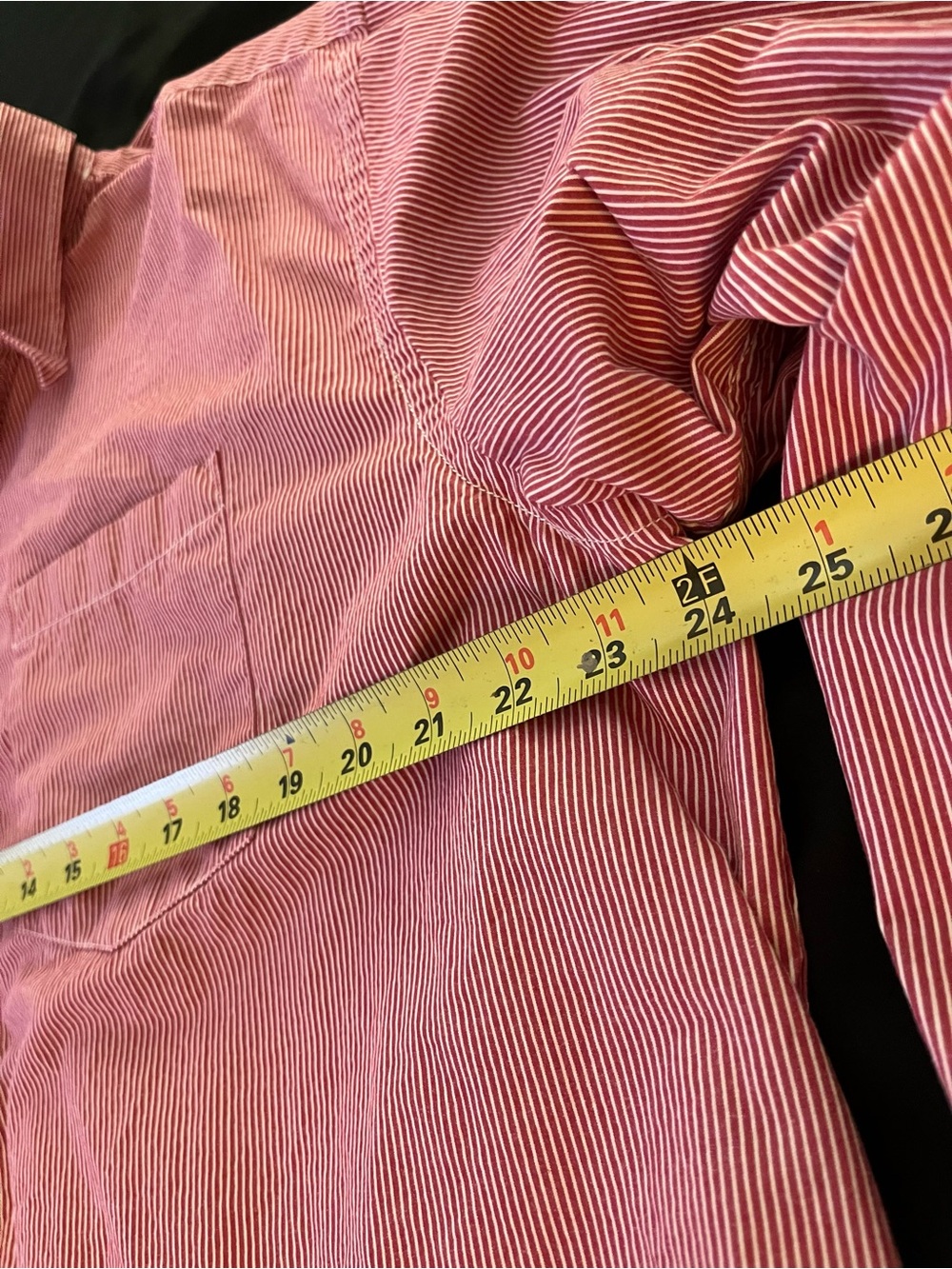 Old Navy Men's Shirt XXL Red White Candy Stripe Long Sleeve Button Down Pocket - Picture 4 of 6
